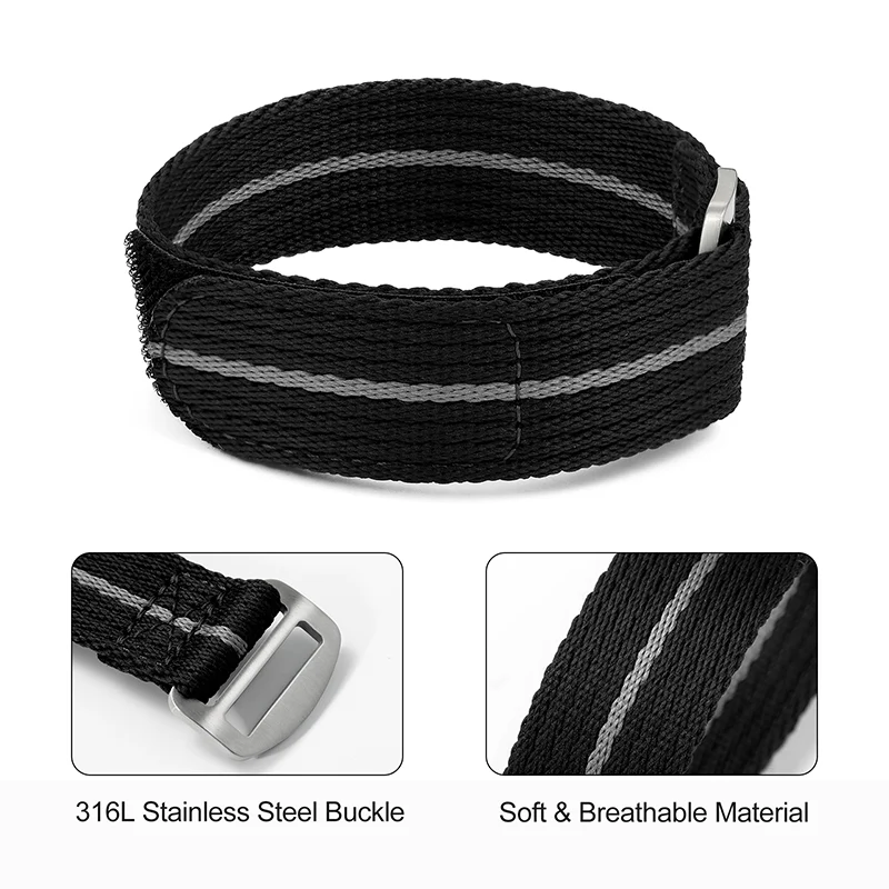 20mm/22mm Soft Nylon Magic Tape Watchband - Image 6