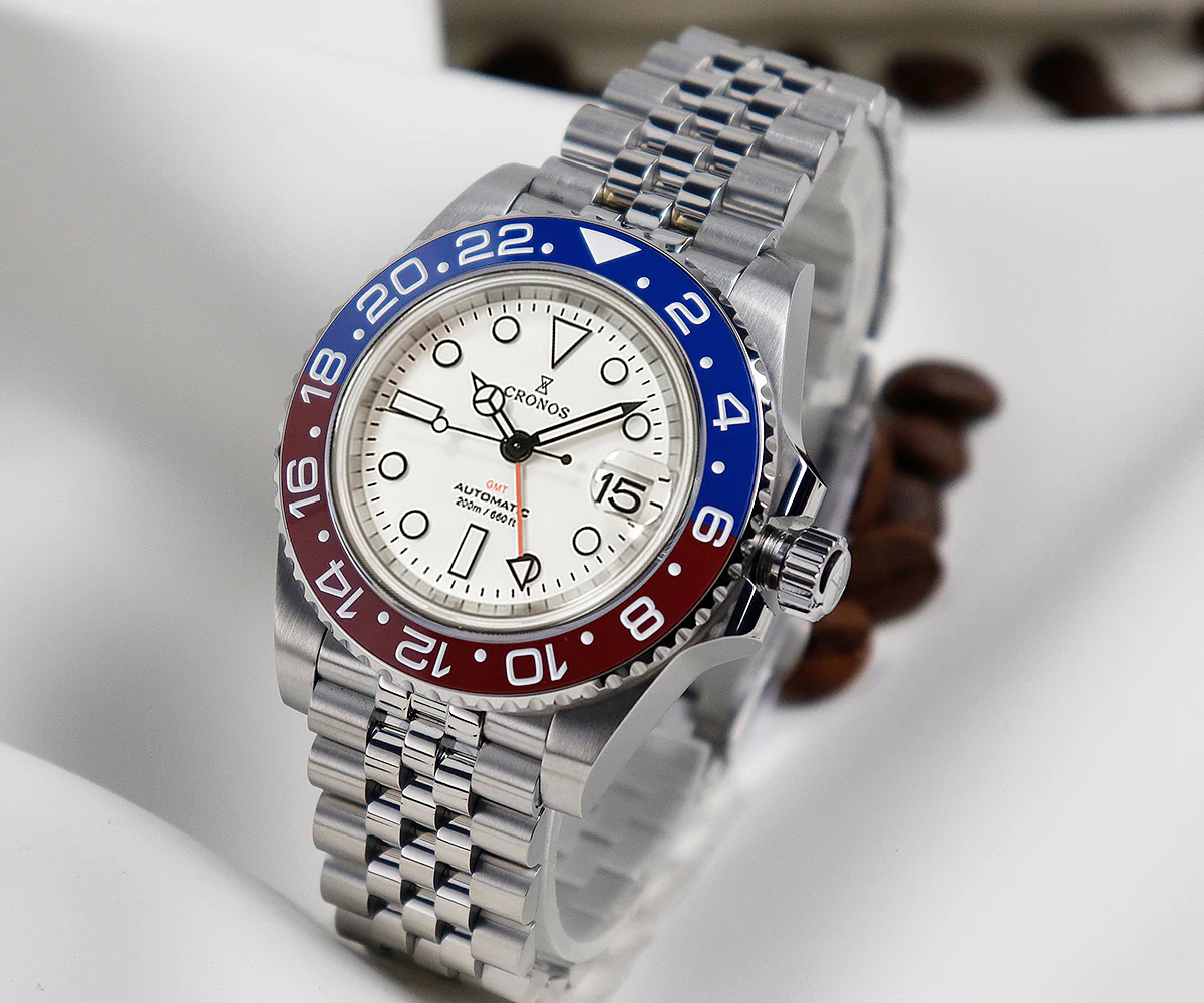 Cronos NH34 GMT Automatic Men Watch L6020M-White dial - Image 8