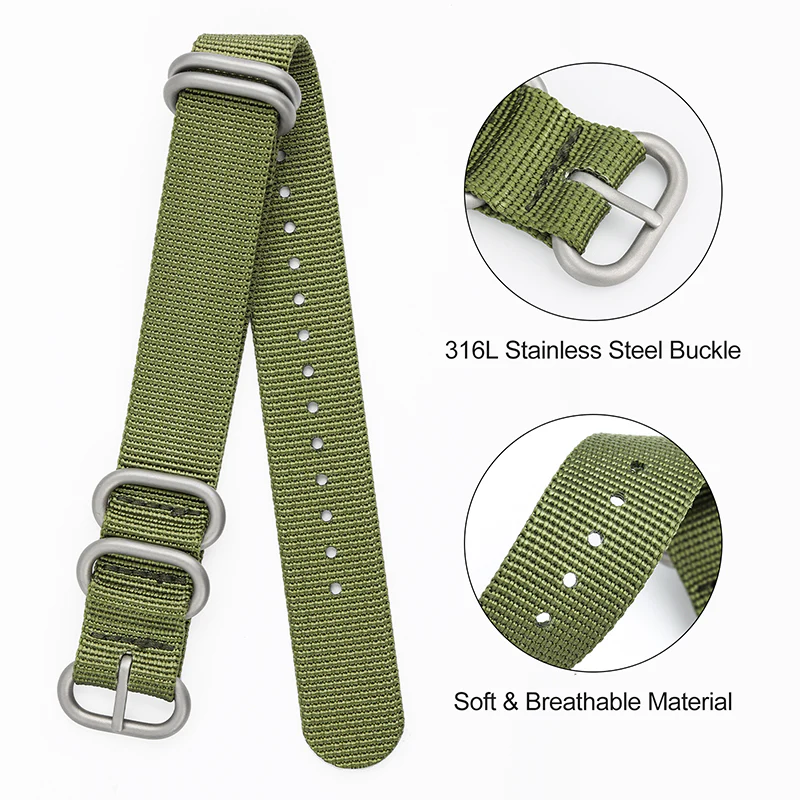 Thick Premium Woven Nylon Military Watch Strap Band - Image 16