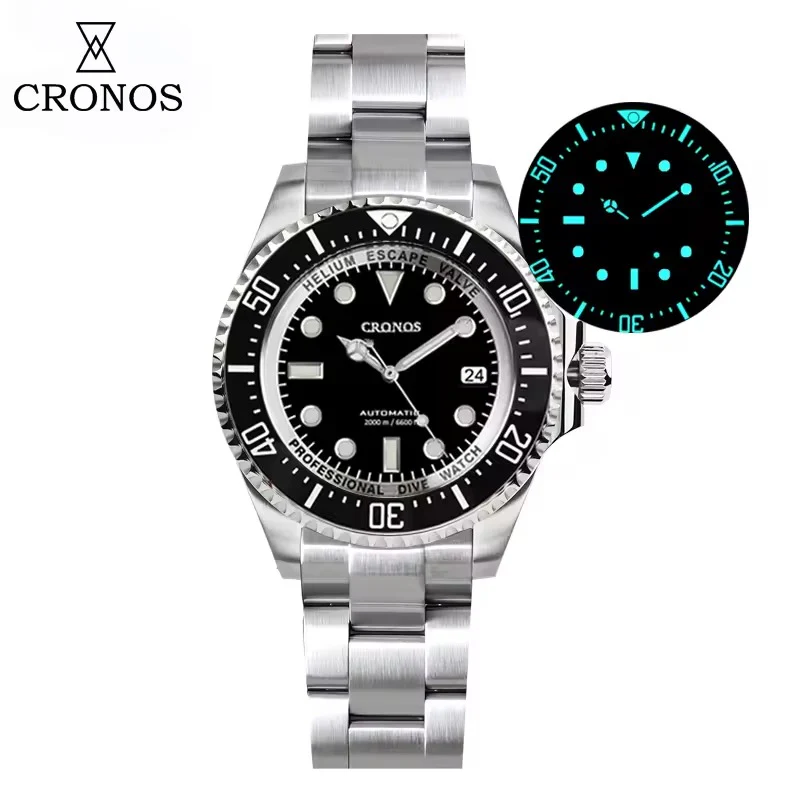 ★★US Warehouse★★Cronos 44mm Sub Diver Watch 2000 Meters Water Miyota 9015 L6039 - Image 26