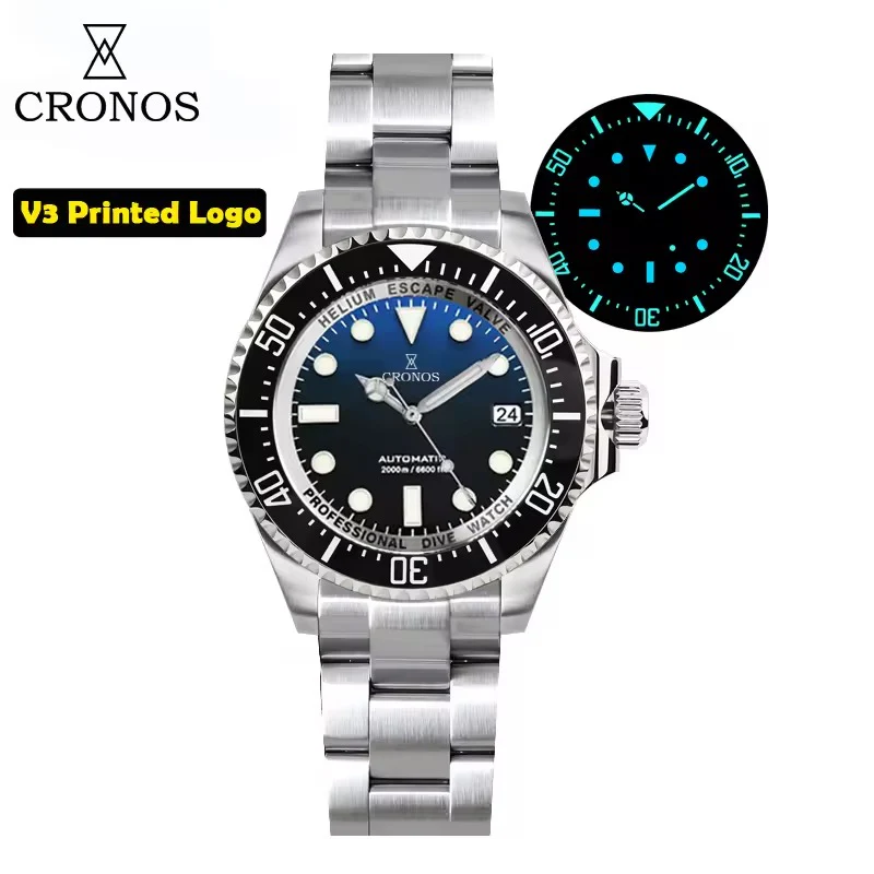 ★★US Warehouse★★Cronos 44mm Sub Diver Watch 2000 Meters Water Miyota 9015 L6039 - Image 28