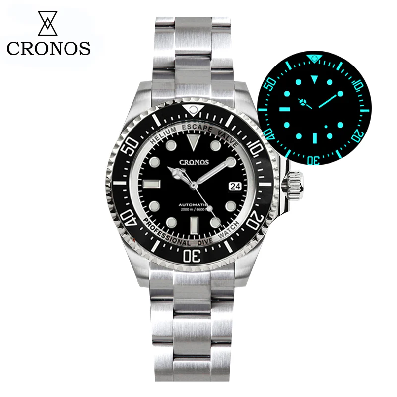★★US Warehouse★★Cronos 44mm Sub Diver Watch 2000 Meters Water Miyota 9015 L6039 - Image 9